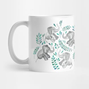 Laughing Baby Elephants – emerald and turquoise Mug